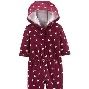 Cat Hooded French Terry Jumpsuit